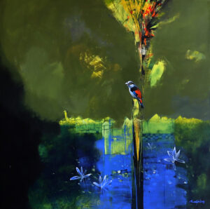 Acrylic on canvas with a bird painting